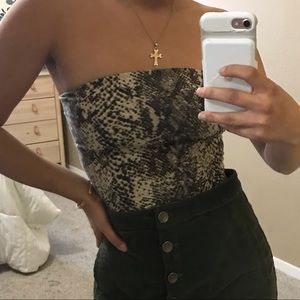 Snake skin print tube top